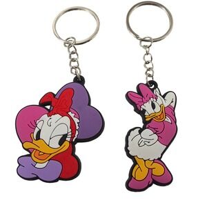 Disney Daisy Duck Keychain Set of 2 | Purple & Pink Rubber Bag Charms